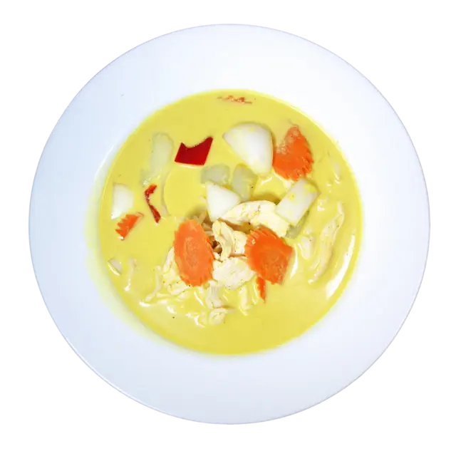 Panang Curry with beef, green beans and red peppers in rich coconut curry sauce