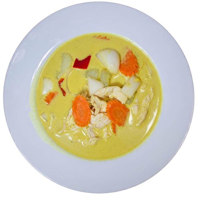 Roasted Duck Curry in red curry with Thai basil and coconut milk